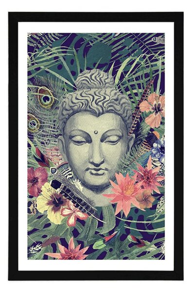 Plakat z passe-partout Budda na egzotyznym tle