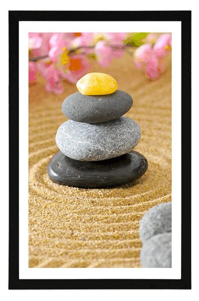Plakat z passe-partout piramida z Zen kamieni