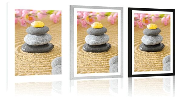 Plakat z passe-partout piramida z Zen kamieni