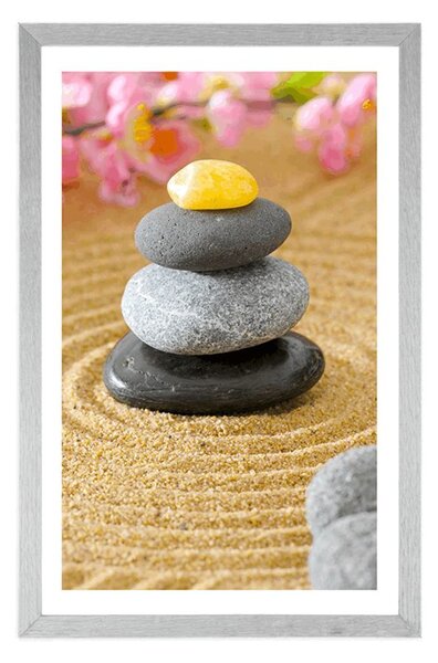 Plakat z passe-partout piramida z Zen kamieni