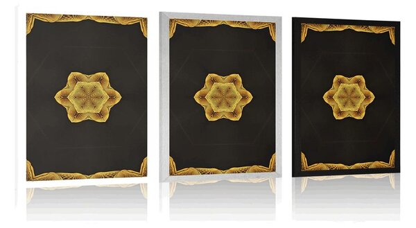 Plakat ciekawa złota Mandala