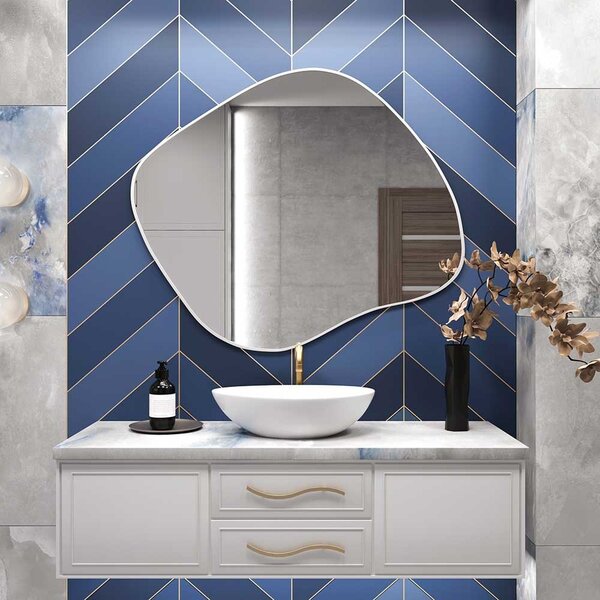 Lustro CONTORNO III w Ramie 50 x 43 cm Biały