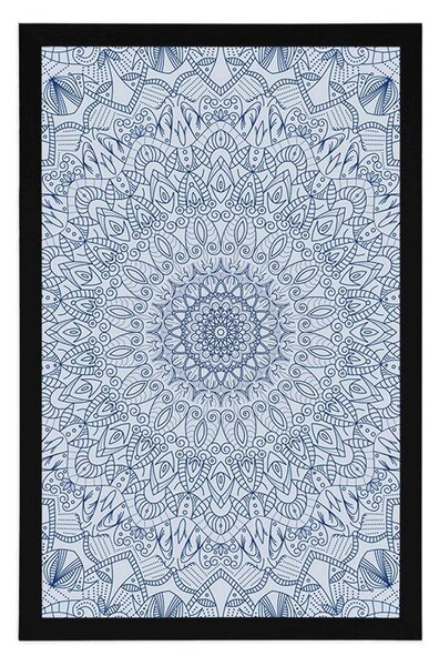 Plakat szczegółowa dekoracyjna Mandala w kolorze niebieskim