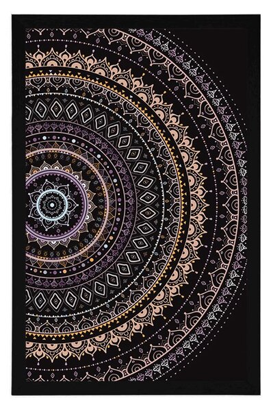 Plakat Mandala ze wzorem słońca w fioletowych odcieniach