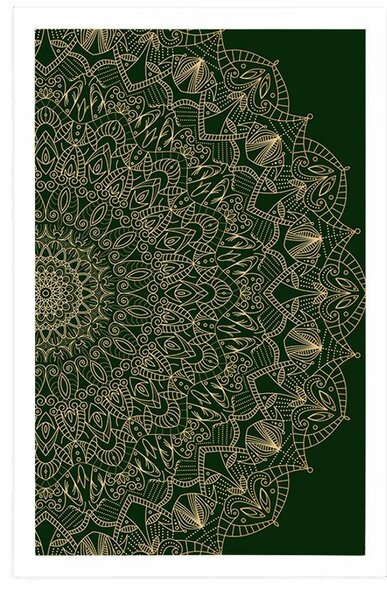 Plakat szczegółowa dekoracyjna Mandala w kolorze zielonym