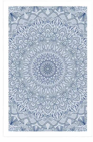 Plakat szczegółowa dekoracyjna Mandala w kolorze niebieskim