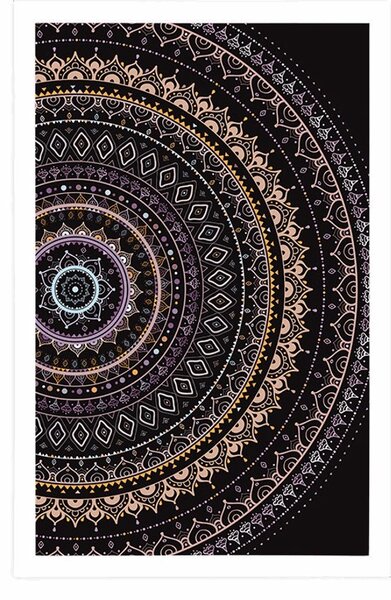 Plakat Mandala ze wzorem słońca w fioletowych odcieniach