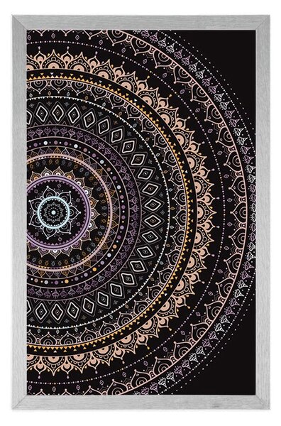 Plakat Mandala ze wzorem słońca w fioletowych odcieniach