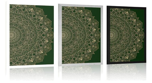 Plakat szczegółowa dekoracyjna Mandala w kolorze zielonym
