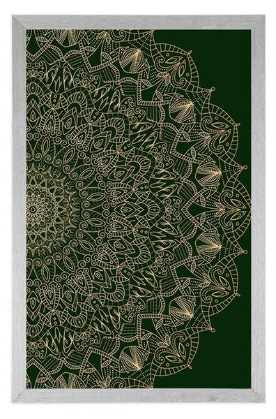 Plakat szczegółowa dekoracyjna Mandala w kolorze zielonym