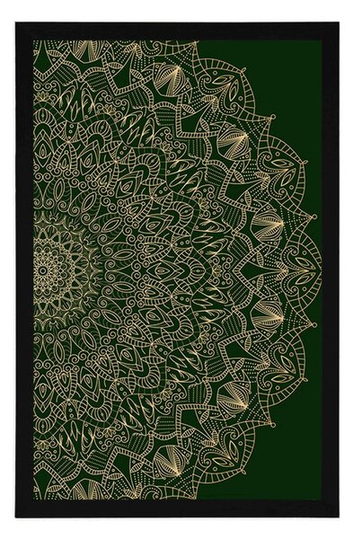 Plakat szczegółowa dekoracyjna Mandala w kolorze zielonym