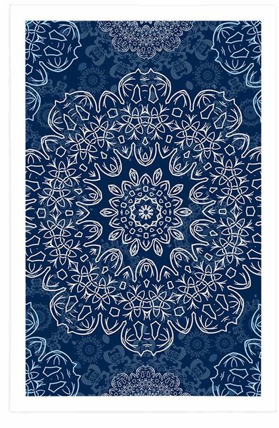 Plakat niebieska Mandala z abstrakcyjnym wzorem