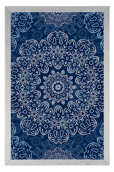 Plakat niebieska Mandala z abstrakcyjnym wzorem