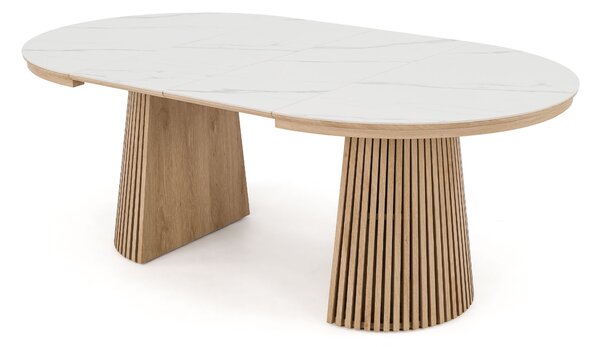 MebleMWM Stół okrągły rozkładany IMPERIAL | 120/160/200 Dąb natural | blat ceramiczny