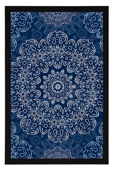 Plakat niebieska Mandala z abstrakcyjnym wzorem