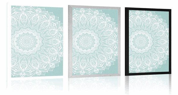Plakat Mandala harmonii na niebieskim tle
