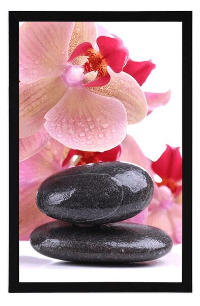 Plakat spa kamienie i orchidea