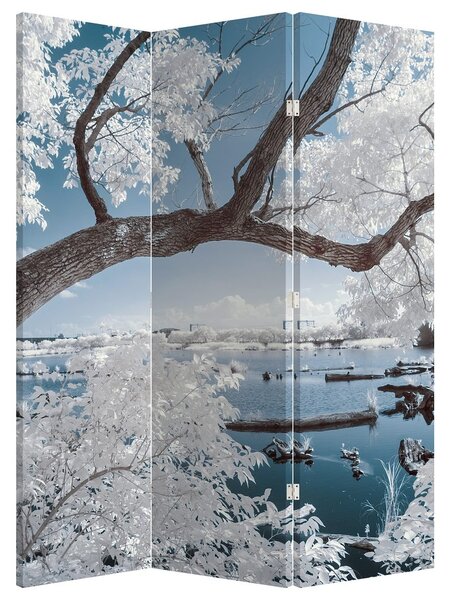 Parawan - Ośnieżone drzewo nad wodą (126x170 cm)