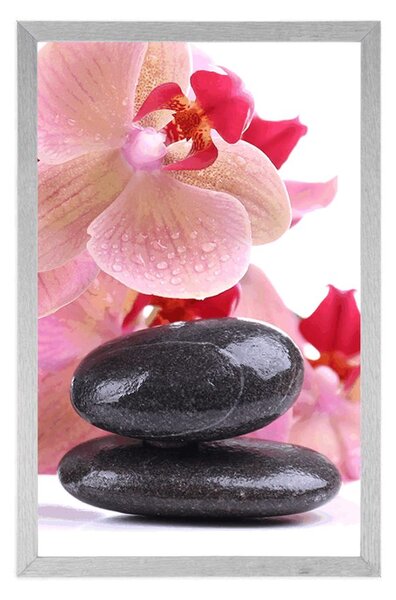 Plakat spa kamienie i orchidea