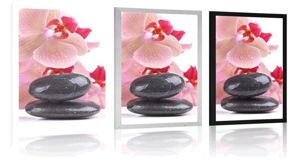 Plakat spa kamienie i orchidea