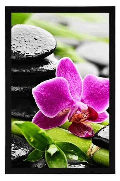 Plakat wellness martwa natura z fioletową orchideą