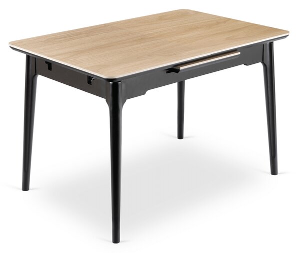 Stół Rozkładany Prostokątny SAMER 120-160 cm Ceramiczny Dąb/Czarny Nowoczesny