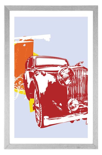 Plakat z passe-partout retro auto z abstrakcją