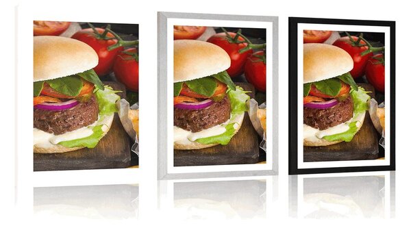 Plakat z passe-partout amerykański hamburger