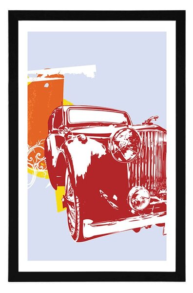 Plakat z passe-partout retro auto z abstrakcją