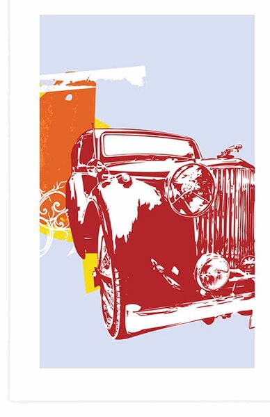 Plakat z passe-partout retro auto z abstrakcją