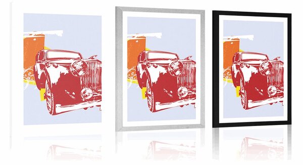 Plakat z passe-partout retro auto z abstrakcją