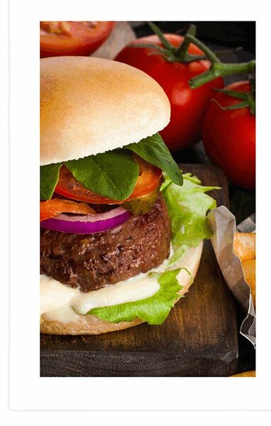 Plakat z passe-partout amerykański hamburger