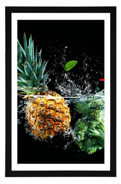 Plakat z passe-partout owoce organiczne i warzywa