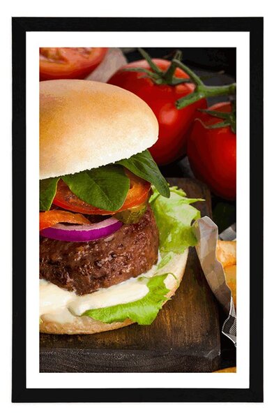 Plakat z passe-partout amerykański hamburger