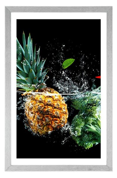 Plakat z passe-partout owoce organiczne i warzywa
