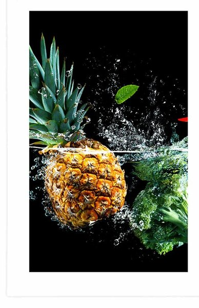 Plakat z passe-partout owoce organiczne i warzywa
