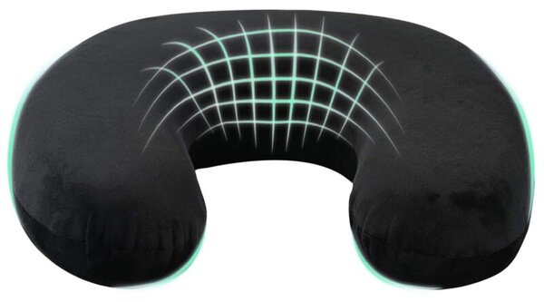 Ergonomiczna poduszka podrÃ³Å¼na z aksamitu i pianki pamiÄciowej - czarna