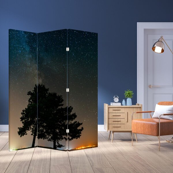 Parawan - Nocne niebo z drzewami (126x170 cm)