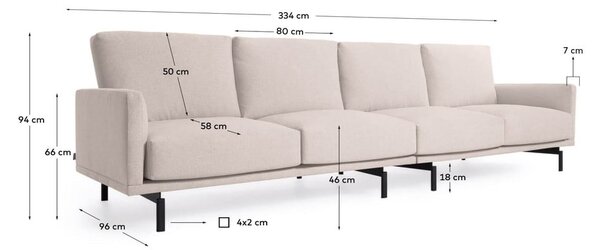 Beżowa sofa z tkaniny szenilowej 334 cm Galene – Kave Home