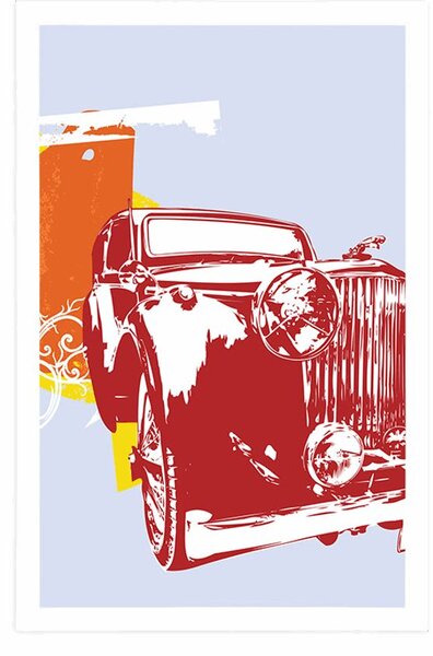 Plakat samochód retro z abstrakcją