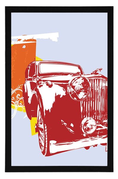 Plakat samochód retro z abstrakcją