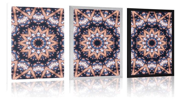 Plakat Mandala z ciekawymi elementami w tle