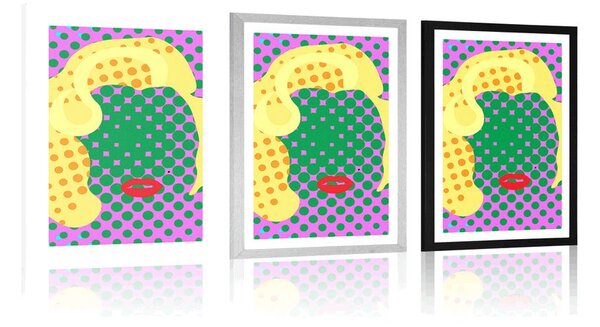 Plakat z passe-partout Marilyn Monroe w stylu pop art
