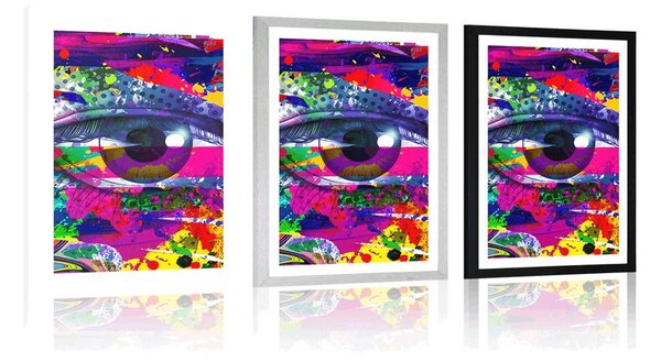 Plakat z passe-partout ludzkie oko w stylu pop art