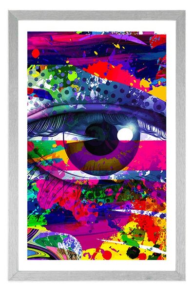 Plakat z passe-partout ludzkie oko w stylu pop art