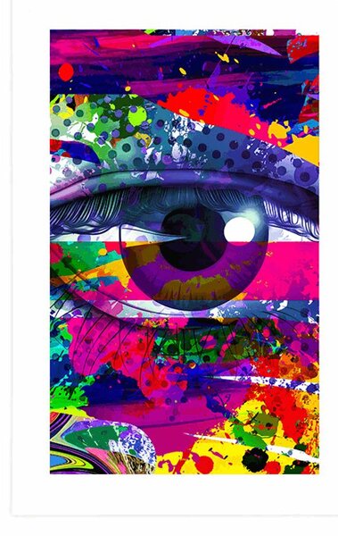 Plakat z passe-partout ludzkie oko w stylu pop art