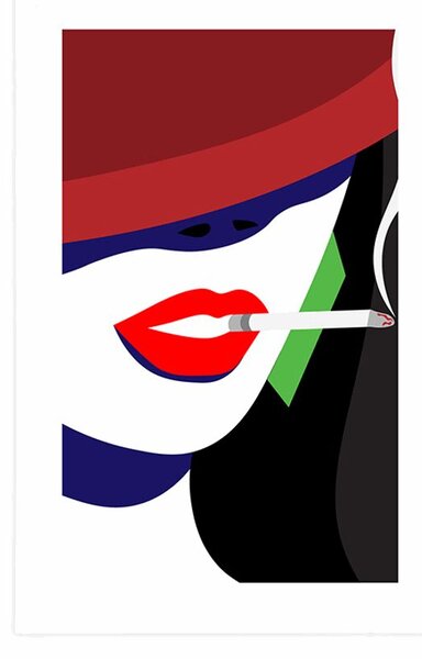 Plakat z passe-partout kobieta w kapeluszu w stylu pop art