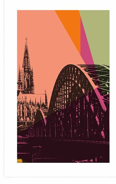 Plakat z passe-partout digitalna ilustracja miasta Kolonii