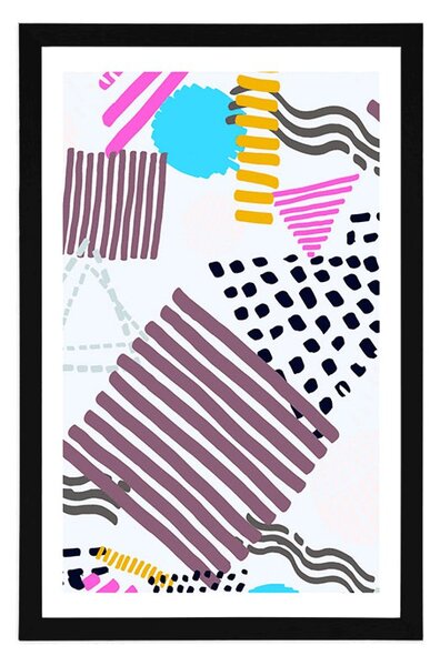 Plakat z passe-partout wzór Memphis w stylu pop art