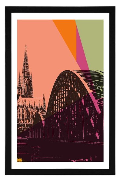 Plakat z passe-partout digitalna ilustracja miasta Kolonii